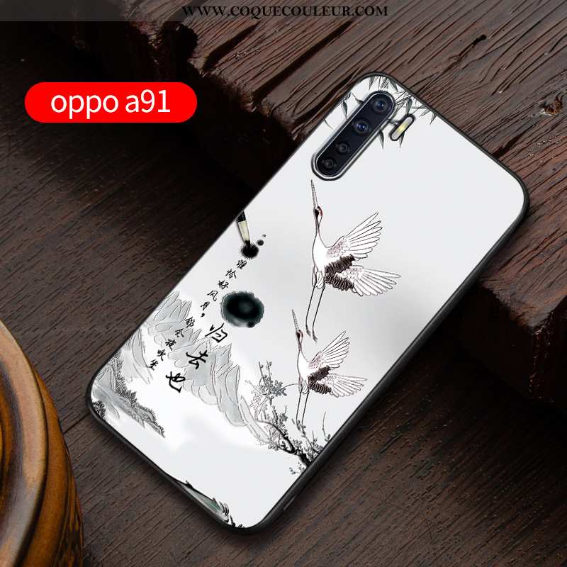 Housse Oppo A91 Silicone Délavé En Daim Personnalisé, Étui Oppo A91 Protection Téléphone Portable Bl