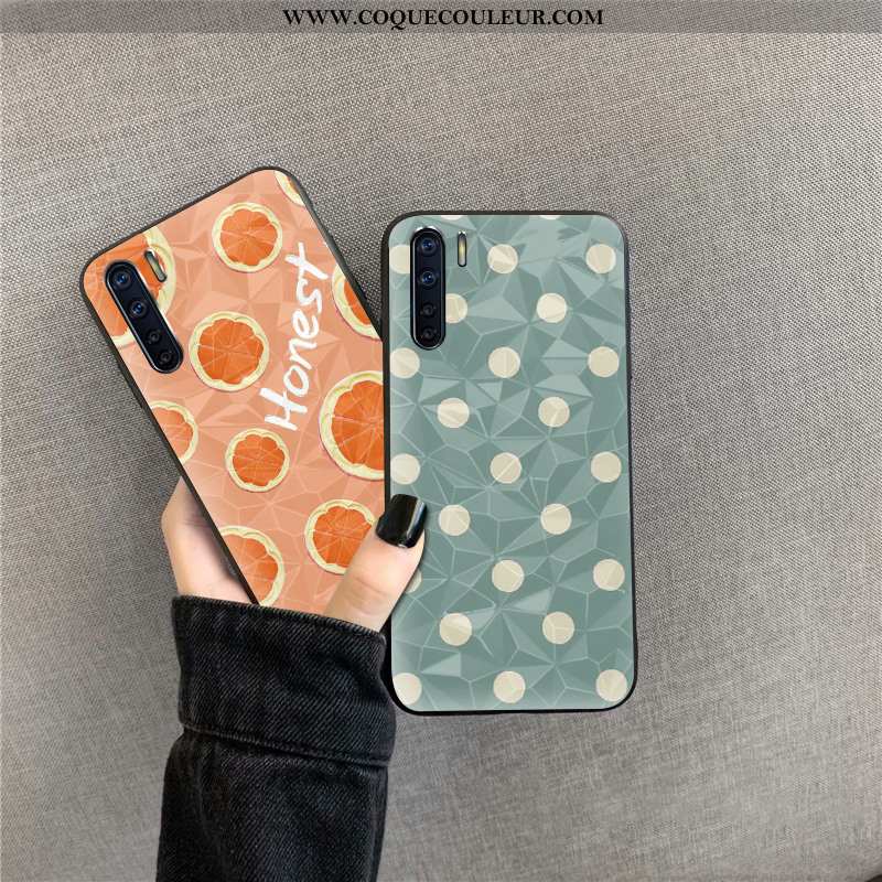 Housse Oppo A91 Fluide Doux Net Rouge Modèle Fleurie, Étui Oppo A91 Protection Losange Orange