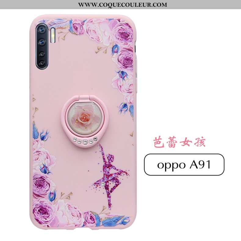 Housse Oppo A91 Protection Fluide Doux Tendance, Étui Oppo A91 Délavé En Daim Net Rouge Rose