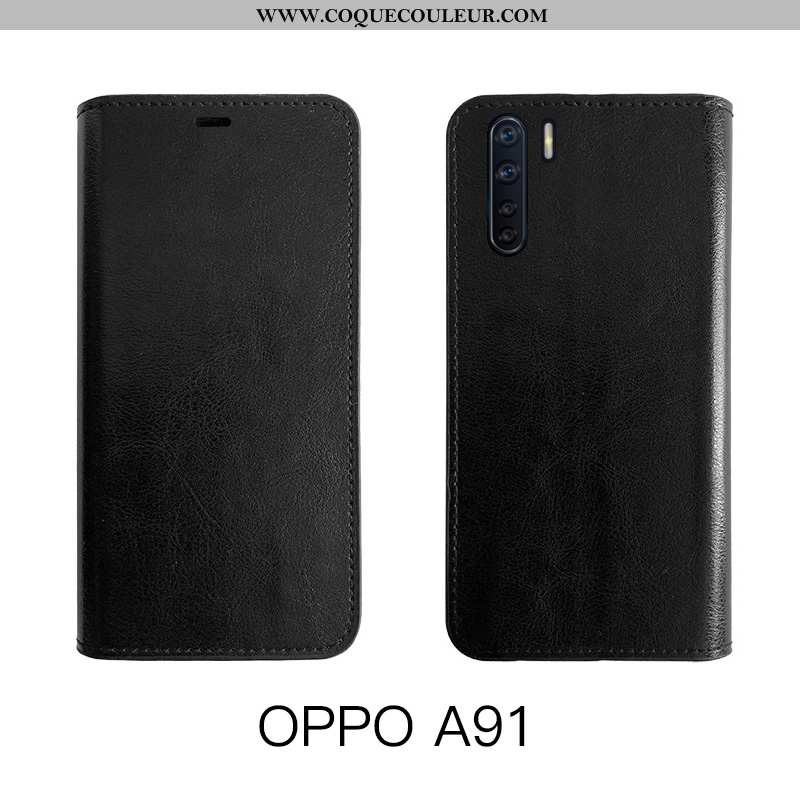 Coque Oppo A91 Cuir Véritable Étui Housse, Housse Oppo A91 Cuir Incassable Marron