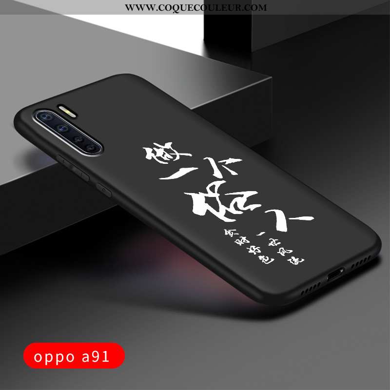 Coque Oppo A91 Créatif Tout Compris Délavé En Daim, Housse Oppo A91 Tendance Net Rouge Noir