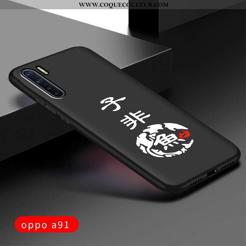 Coque Oppo A91 Créatif Tout Compris Délavé En Daim, Housse Oppo A91 Tendance Net Rouge Noir