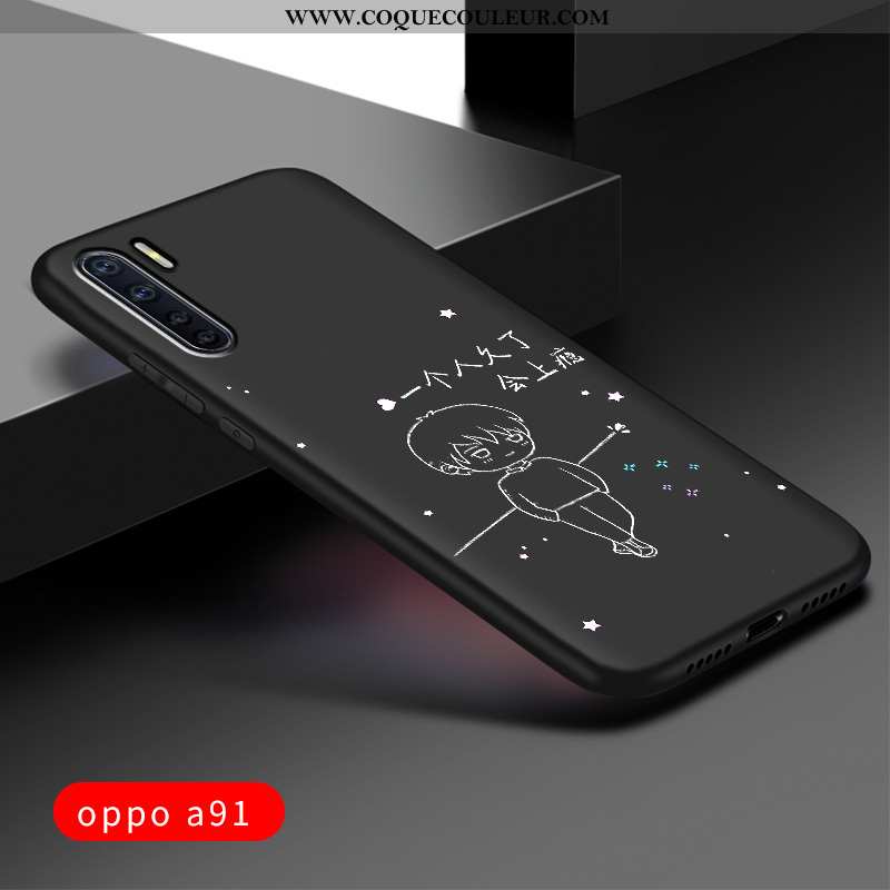 Coque Oppo A91 Créatif Tout Compris Délavé En Daim, Housse Oppo A91 Tendance Net Rouge Noir