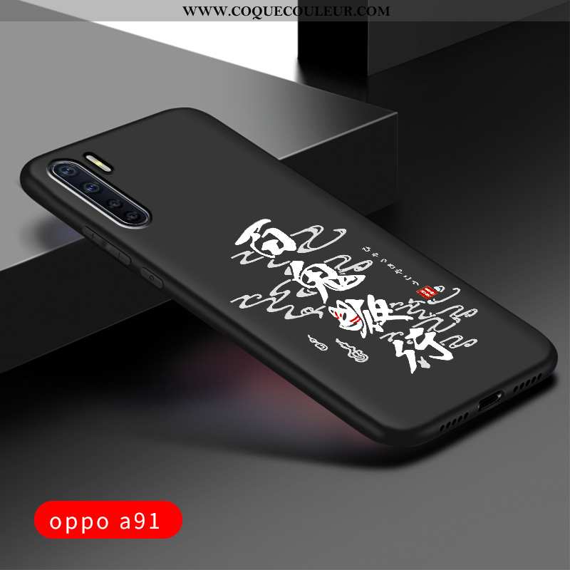 Coque Oppo A91 Créatif Tout Compris Délavé En Daim, Housse Oppo A91 Tendance Net Rouge Noir