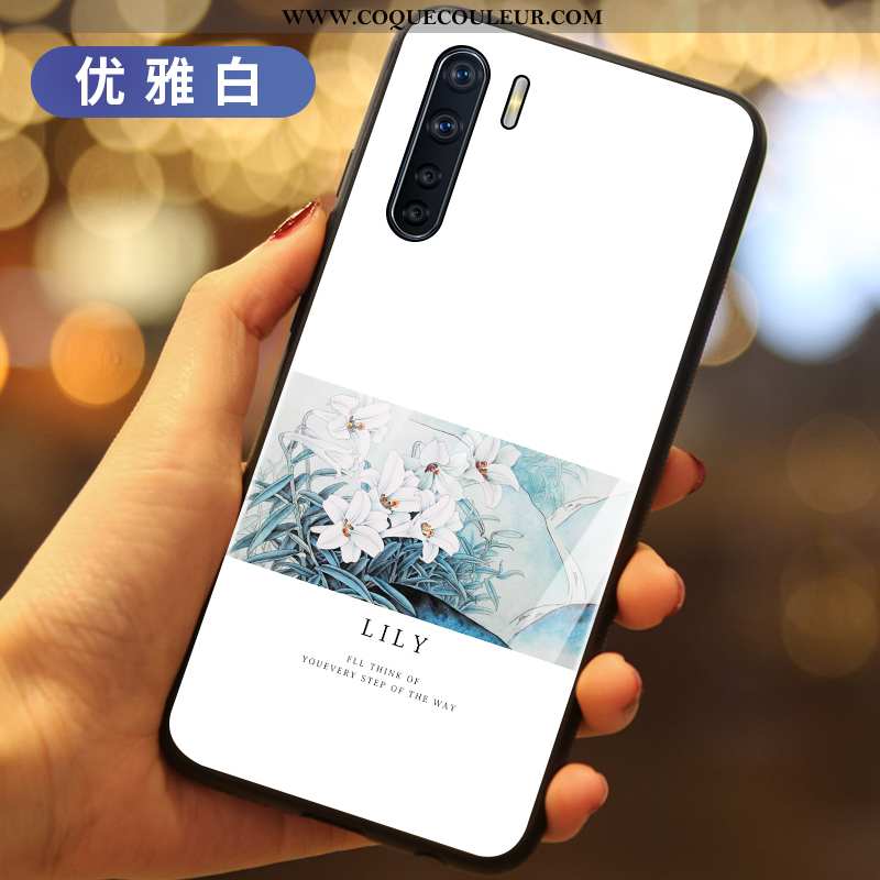 Housse Oppo A91 Verre Tout Compris Coque, Étui Oppo A91 Téléphone Portable Vert Verte