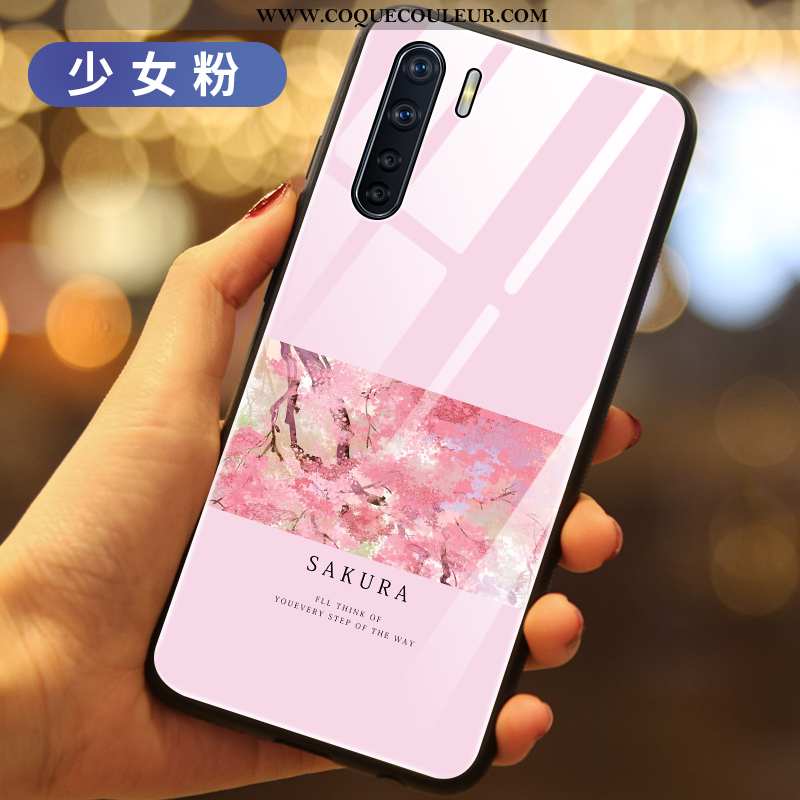 Housse Oppo A91 Verre Tout Compris Coque, Étui Oppo A91 Téléphone Portable Vert Verte