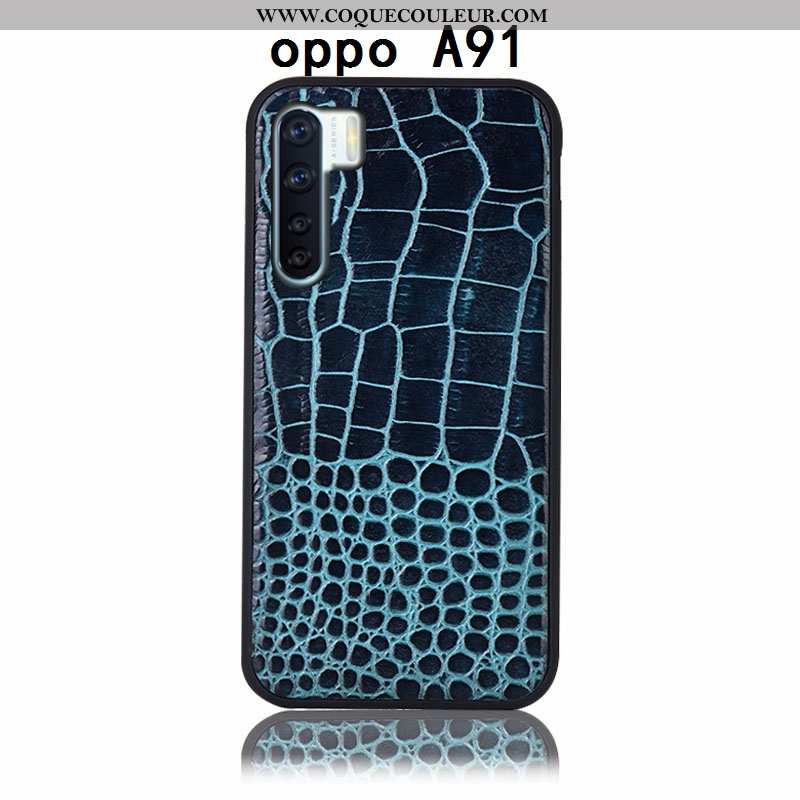 Housse Oppo A91 Protection Coque Couvercle Arrière, Étui Oppo A91 Cuir Véritable Incassable Marron