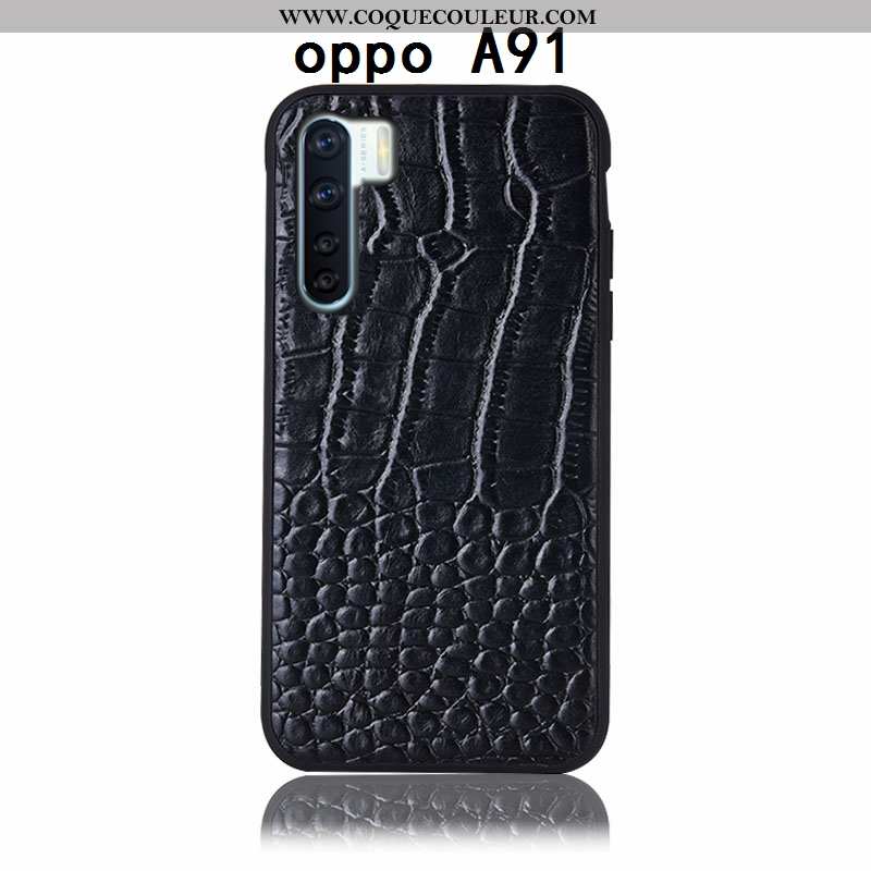 Housse Oppo A91 Protection Coque Couvercle Arrière, Étui Oppo A91 Cuir Véritable Incassable Marron