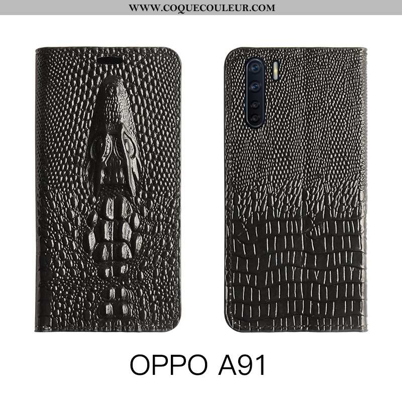 Étui Oppo A91 Protection Cuir Luxe, Coque Oppo A91 Luxe Housse Jaune