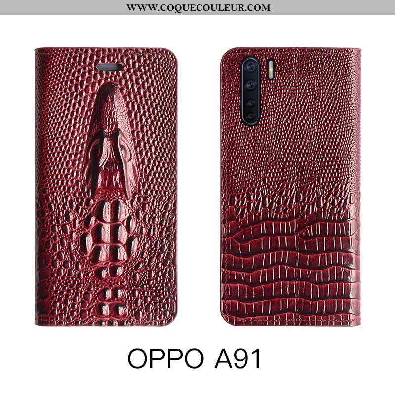 Étui Oppo A91 Protection Cuir Luxe, Coque Oppo A91 Luxe Housse Jaune