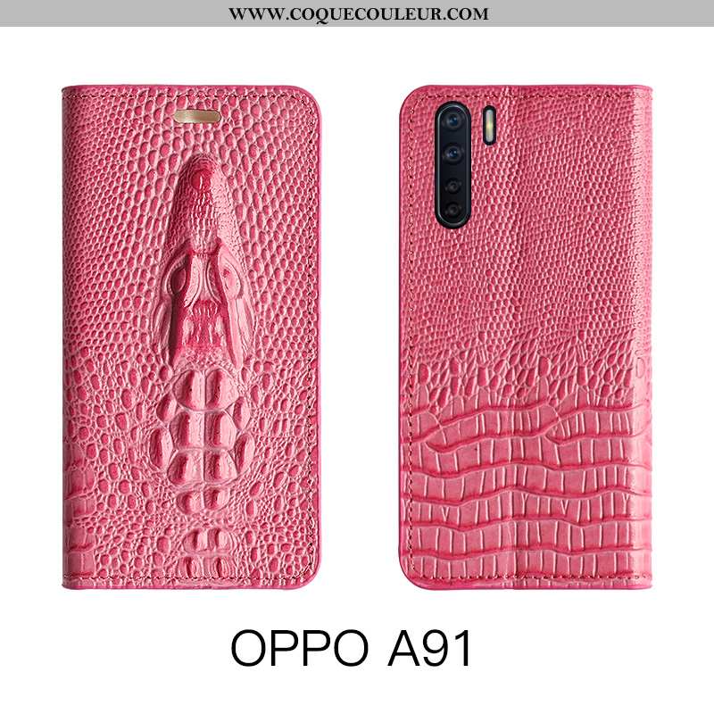 Étui Oppo A91 Protection Cuir Luxe, Coque Oppo A91 Luxe Housse Jaune