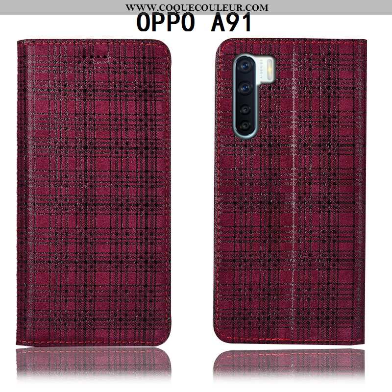 Étui Oppo A91 Modèle Fleurie Coque Housse, Oppo A91 Protection Velours Bordeaux