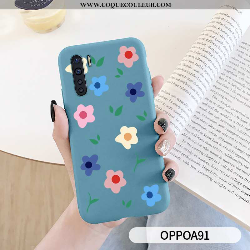 Coque Oppo A91 Protection Petit Tout Compris, Housse Oppo A91 Personnalité Pétale Bleu