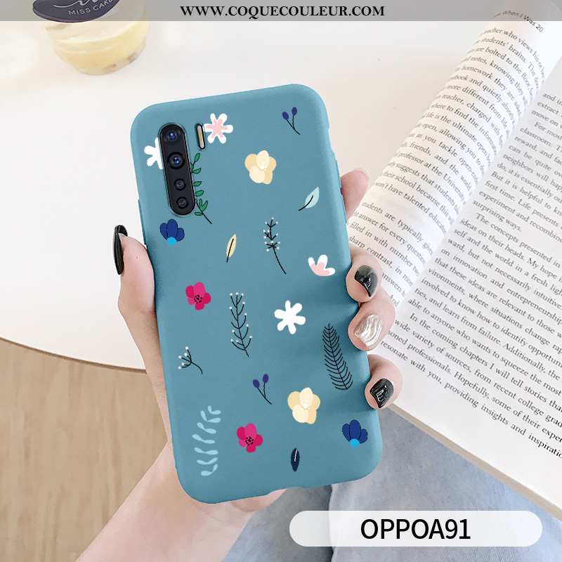 Coque Oppo A91 Protection Petit Tout Compris, Housse Oppo A91 Personnalité Pétale Bleu