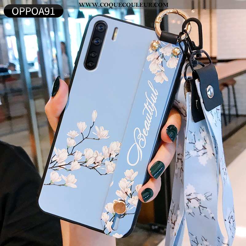 Housse Oppo A91 Protection Créatif Amoureux, Étui Oppo A91 Personnalité Coque Bleu