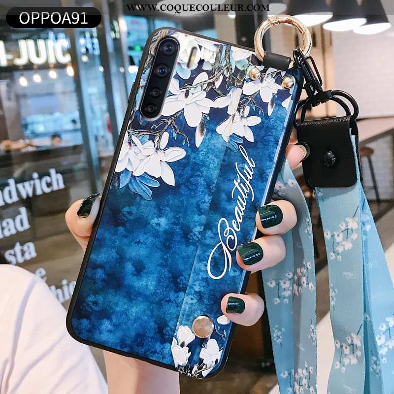 Housse Oppo A91 Protection Créatif Amoureux, Étui Oppo A91 Personnalité Coque Bleu