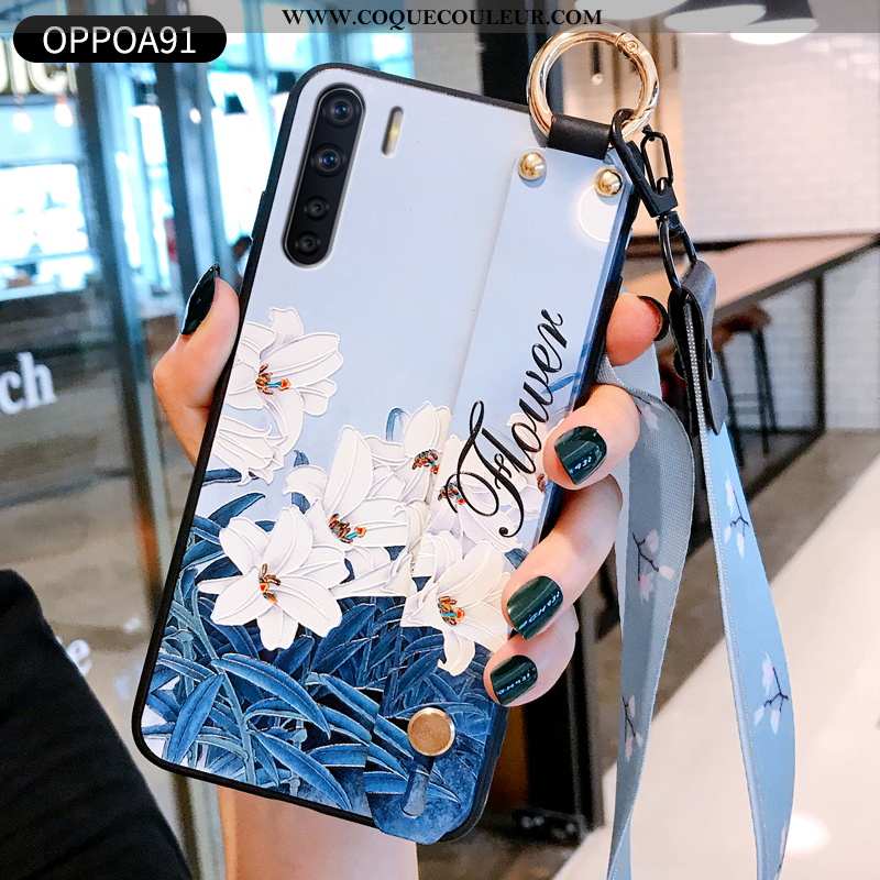 Housse Oppo A91 Protection Créatif Amoureux, Étui Oppo A91 Personnalité Coque Bleu