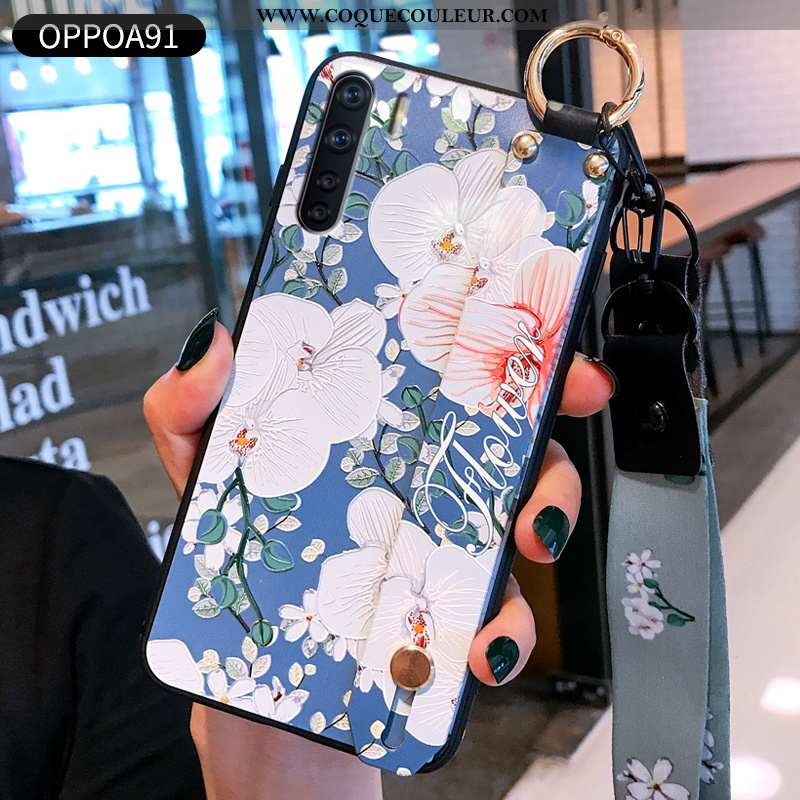 Housse Oppo A91 Protection Créatif Amoureux, Étui Oppo A91 Personnalité Coque Bleu