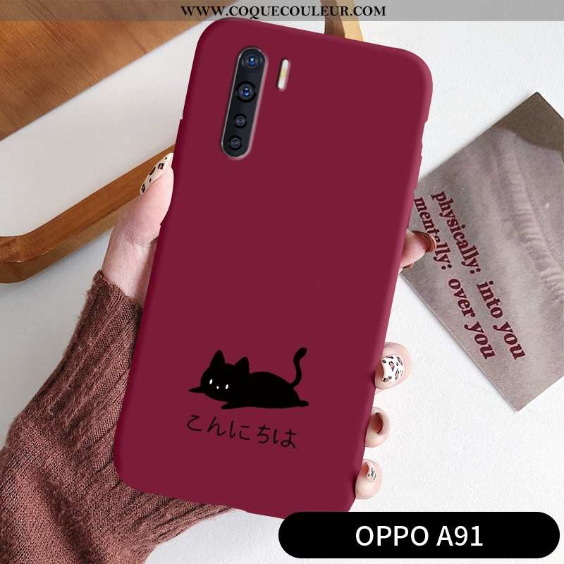 Étui Oppo A91 Délavé En Daim Silicone Noir, Coque Oppo A91 Créatif Tout Compris Verte
