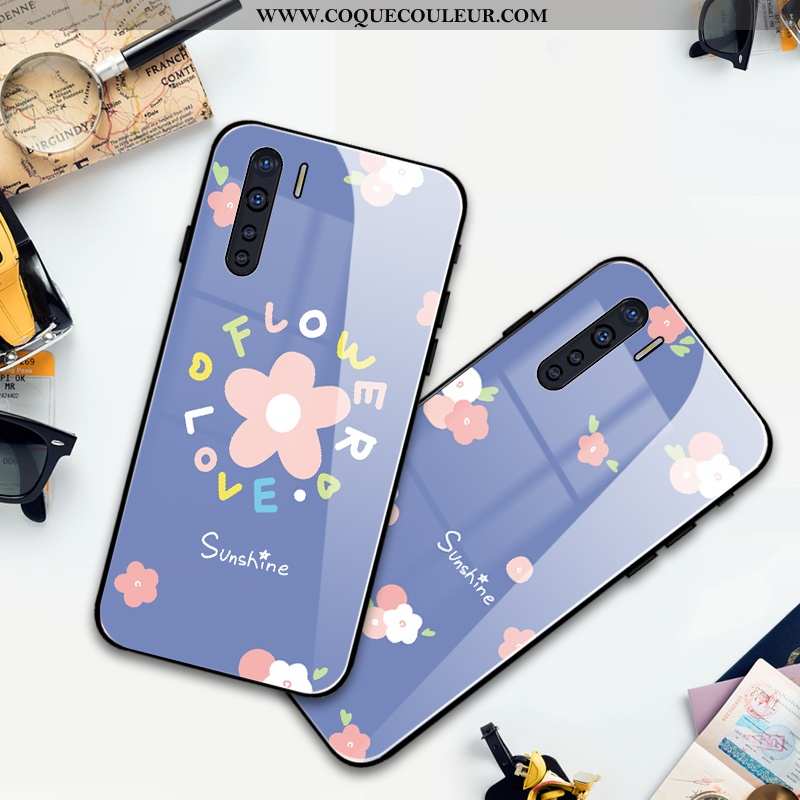 Étui Oppo A91 Personnalité Incassable Verre, Coque Oppo A91 Créatif Vent Bleu