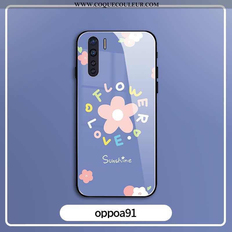 Étui Oppo A91 Personnalité Incassable Verre, Coque Oppo A91 Créatif Vent Bleu