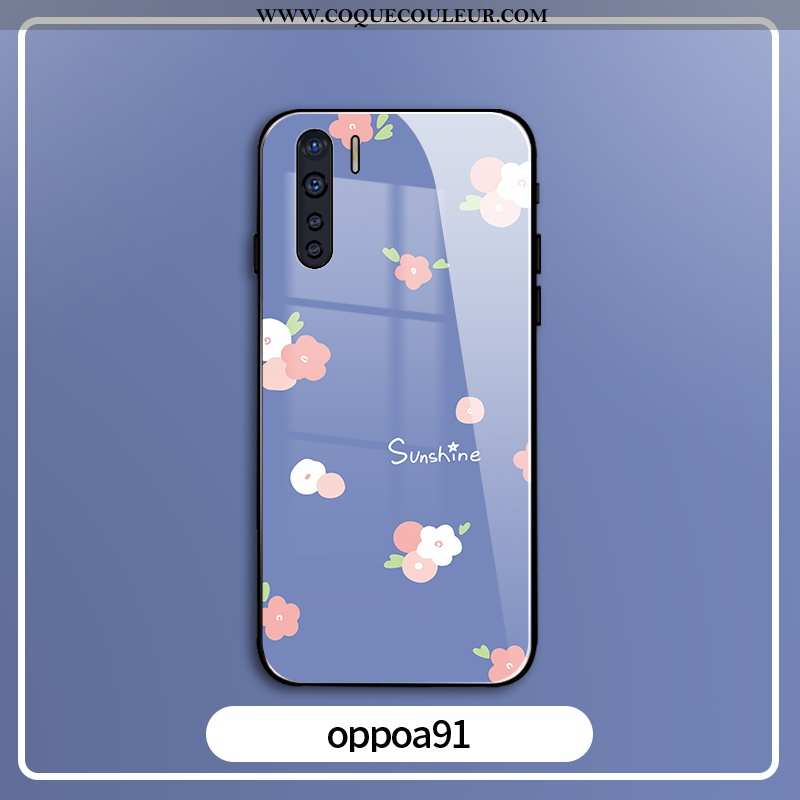 Étui Oppo A91 Personnalité Incassable Verre, Coque Oppo A91 Créatif Vent Bleu