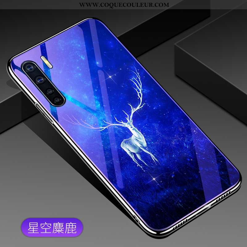 Coque Oppo A91 Protection Étui Violet, Housse Oppo A91 Verre Créatif Violet