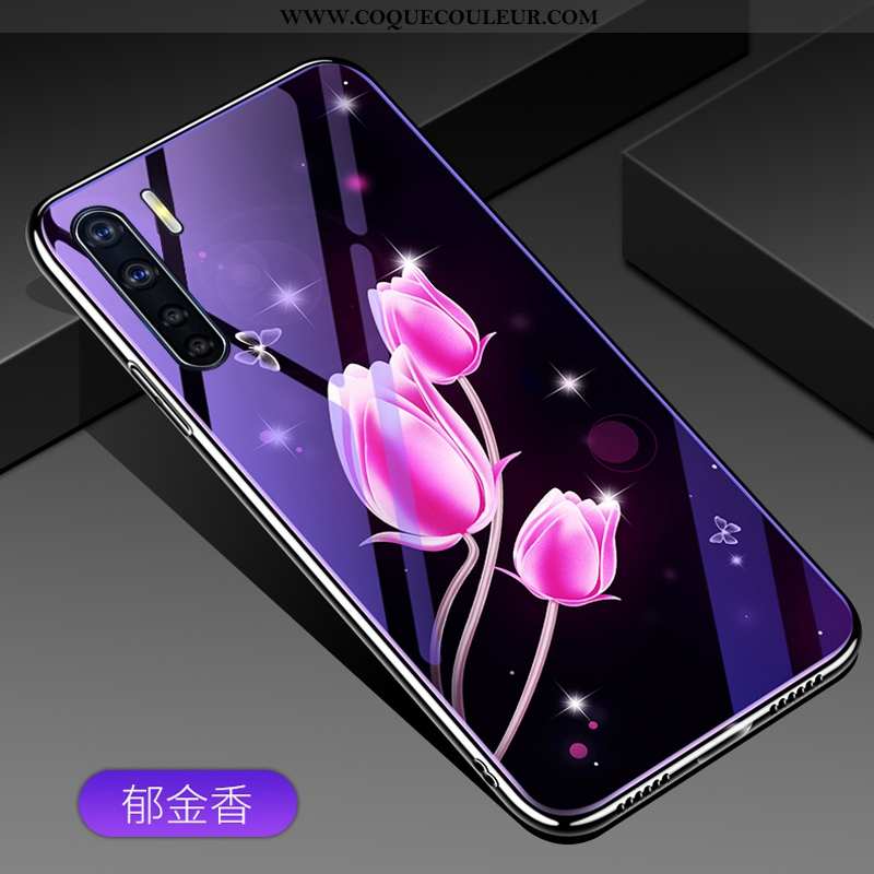 Coque Oppo A91 Protection Étui Violet, Housse Oppo A91 Verre Créatif Violet