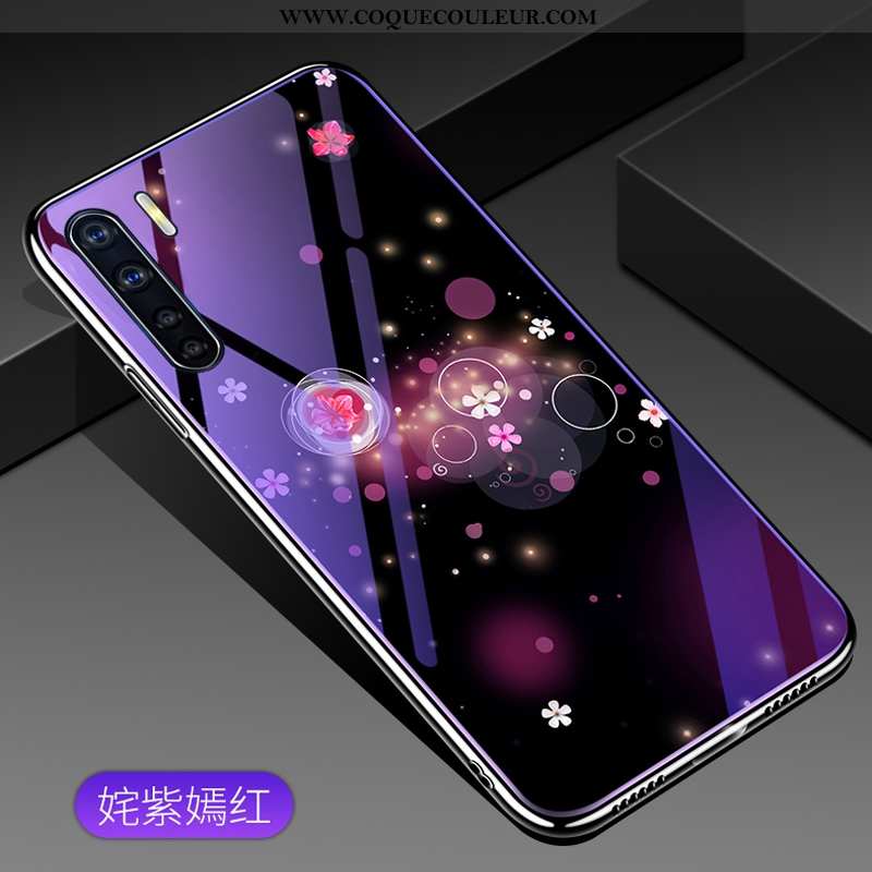 Coque Oppo A91 Protection Étui Violet, Housse Oppo A91 Verre Créatif Violet