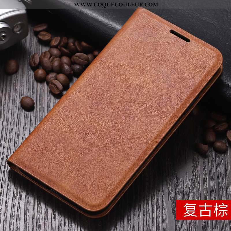 Coque Oppo Ax5 Cuir Étui Protection, Housse Oppo Ax5 Fluide Doux Support Marron