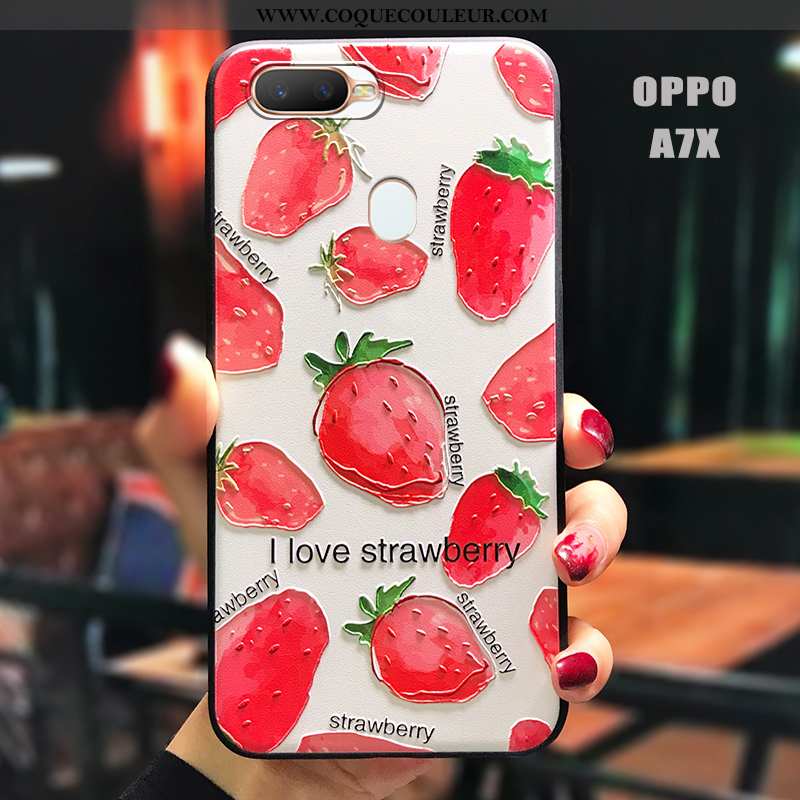 Housse Oppo Ax7 Protection Gaufrage Tendance, Étui Oppo Ax7 Délavé En Daim Créatif Rouge