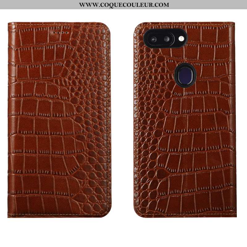 Coque Oppo Ax7 Cuir Véritable Étui Crocodile, Housse Oppo Ax7 Cuir Marron