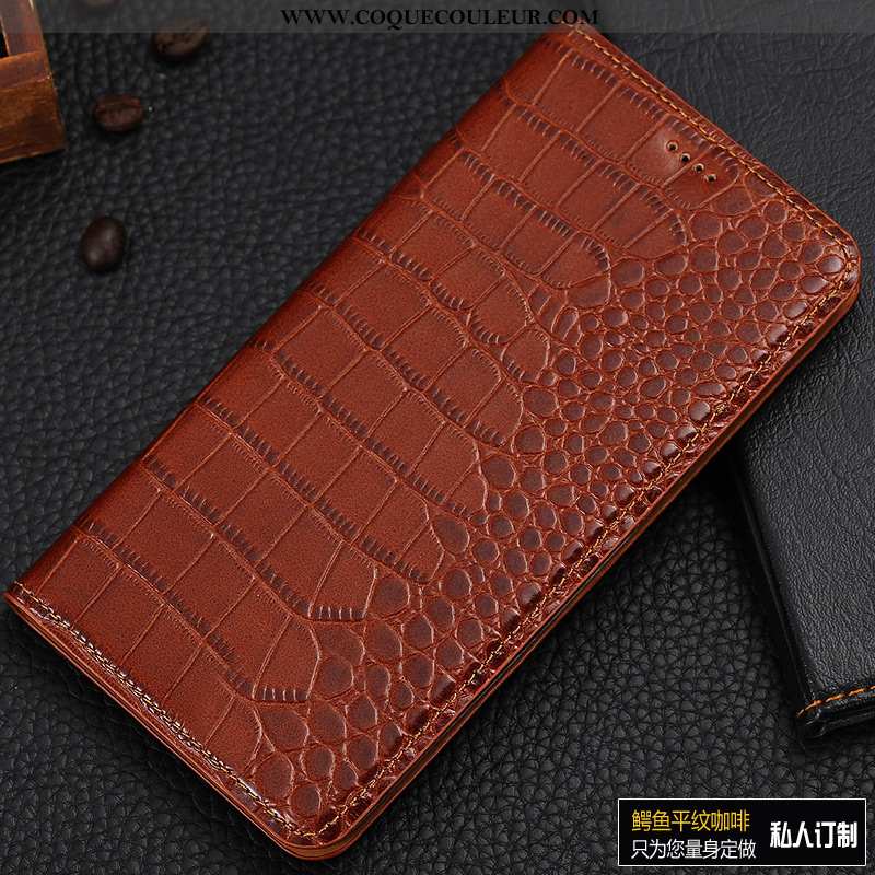 Coque Oppo Ax7 Cuir Véritable Étui Crocodile, Housse Oppo Ax7 Cuir Marron