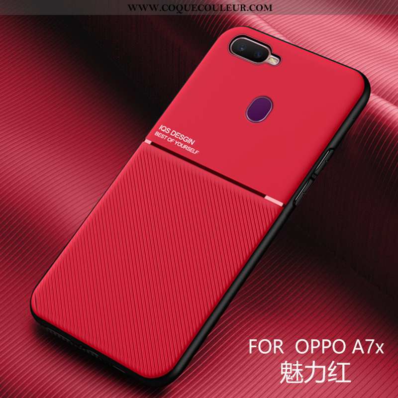 Coque Oppo Ax7 Légère Silicone Net Rouge, Housse Oppo Ax7 Cuir Téléphone Portable Noir