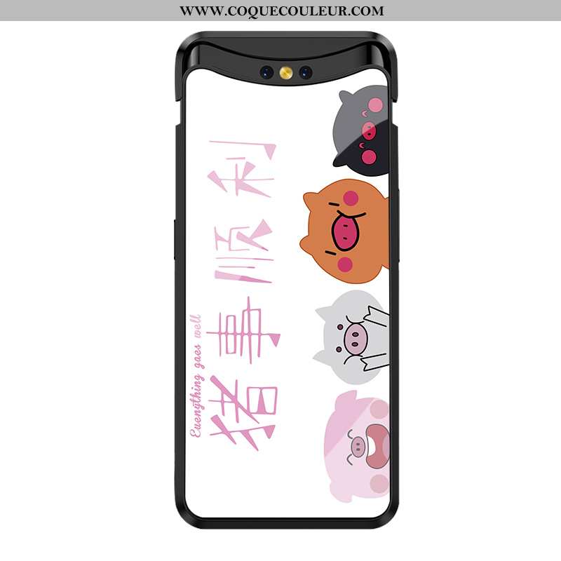 Coque Oppo Find X Verre Animal Tendance, Housse Oppo Find X Personnalité Amoureux Blanche