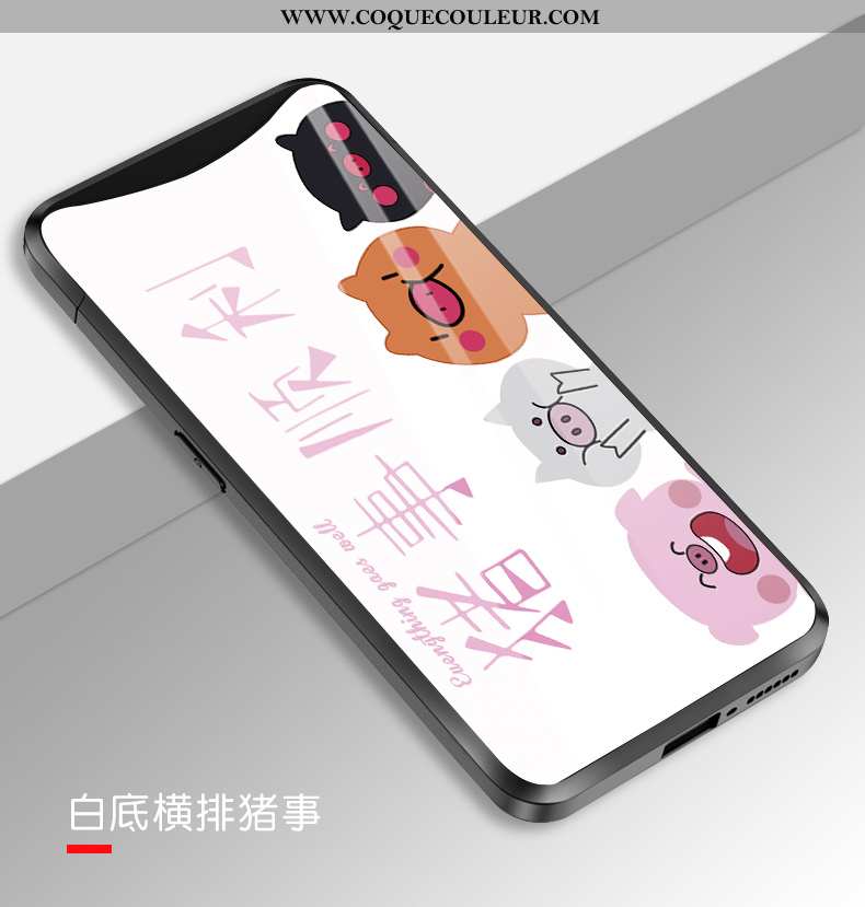 Coque Oppo Find X Verre Animal Tendance, Housse Oppo Find X Personnalité Amoureux Blanche