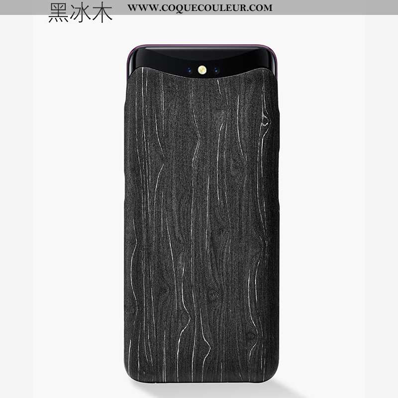 Coque Oppo Find X Créatif Protection, Housse Oppo Find X En Bois Téléphone Portable Noir