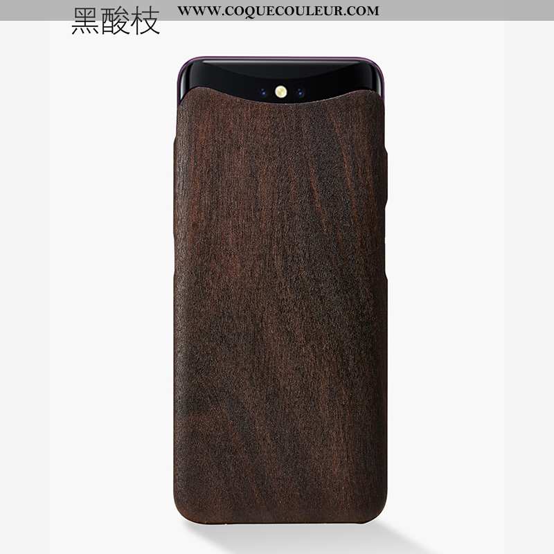 Coque Oppo Find X Créatif Protection, Housse Oppo Find X En Bois Téléphone Portable Noir