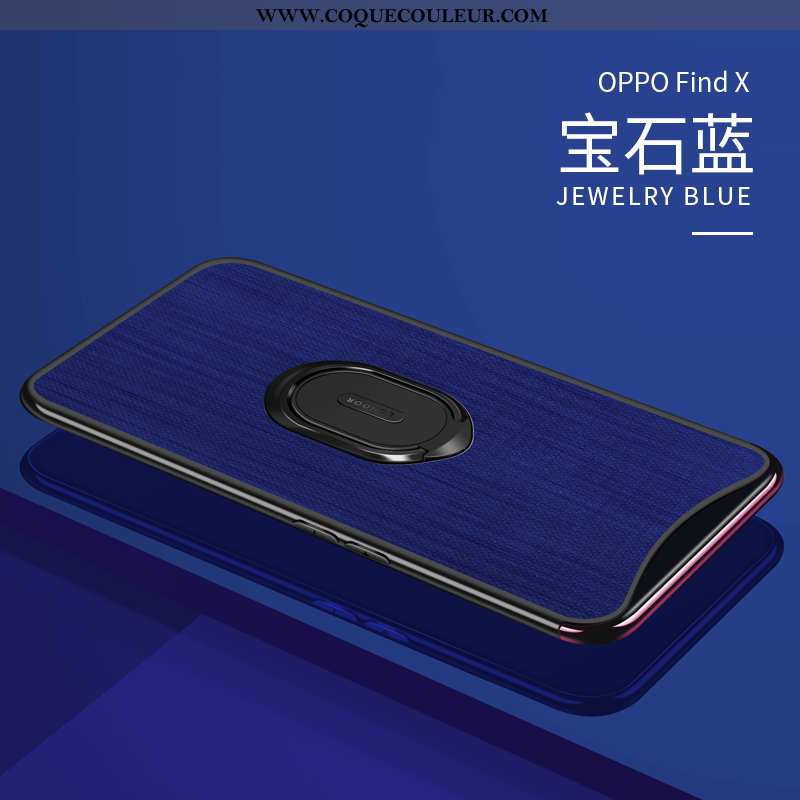 Étui Oppo Find X Ultra Bleu Marin Anneau, Coque Oppo Find X Légère Protection Bleu Foncé