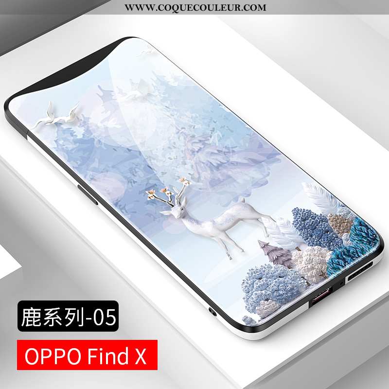 Étui Oppo Find X Créatif Verre, Coque Oppo Find X Ultra Nouveau Bleu