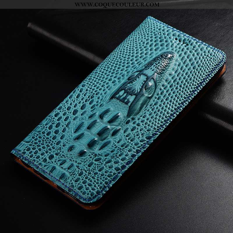 Étui Oppo Find X Cuir Véritable Téléphone Portable Bleu, Coque Oppo Find X Cuir Bleu