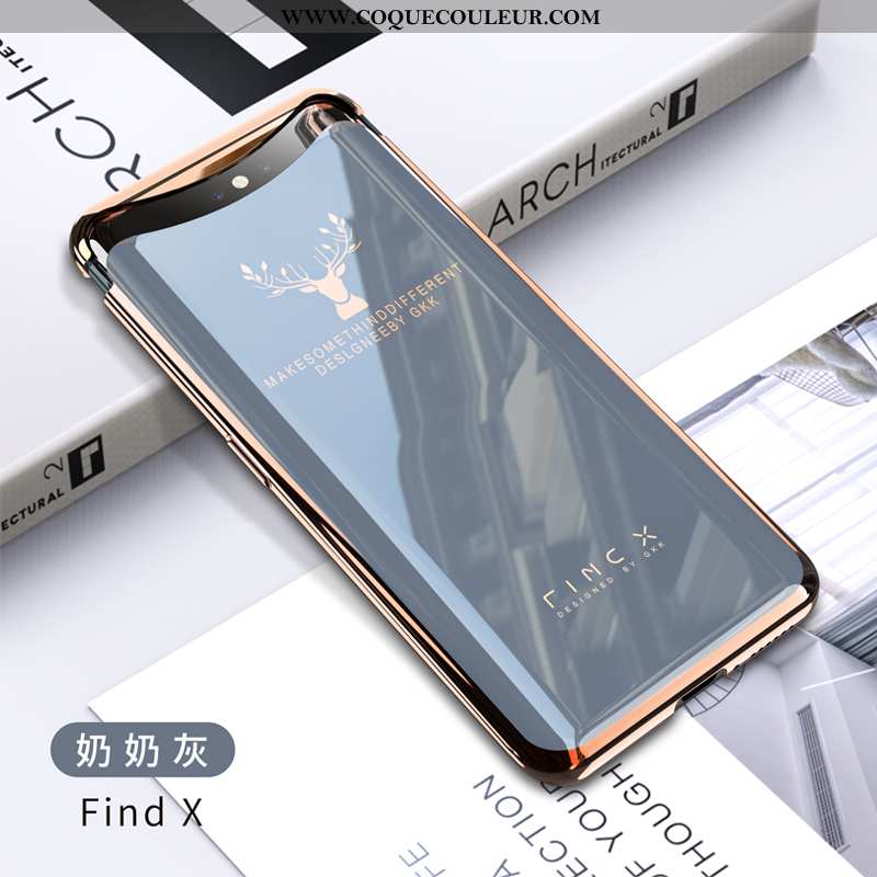 Housse Oppo Find X Personnalité Difficile Tendance, Étui Oppo Find X Créatif Transparent Doré