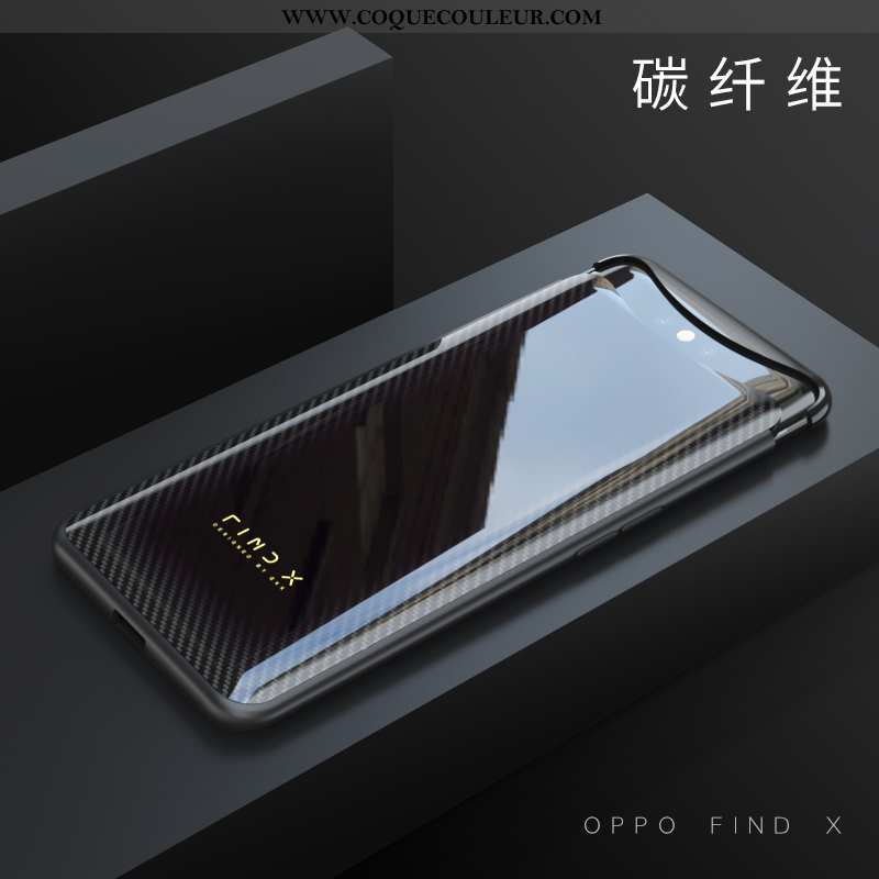 Coque Oppo Find X Verre Difficile Protection, Housse Oppo Find X Fluide Doux Noir