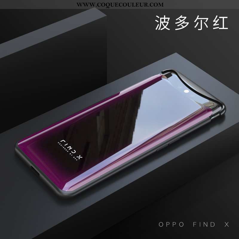 Coque Oppo Find X Verre Difficile Protection, Housse Oppo Find X Fluide Doux Noir