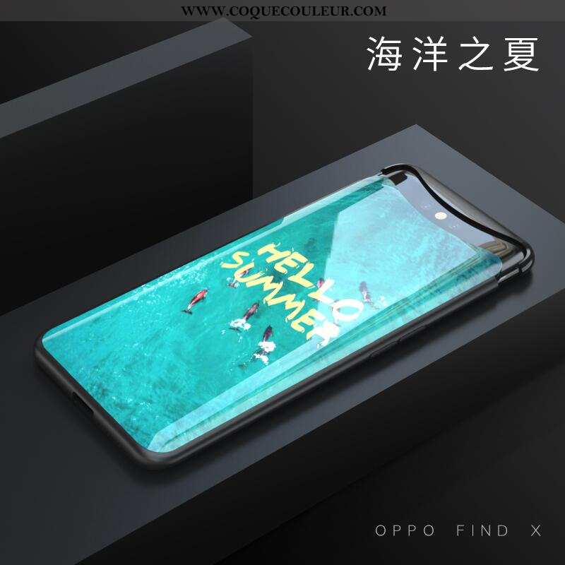 Coque Oppo Find X Verre Difficile Protection, Housse Oppo Find X Fluide Doux Noir