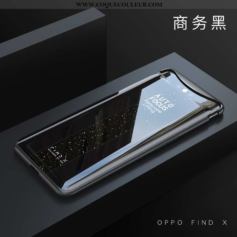 Coque Oppo Find X Verre Difficile Protection, Housse Oppo Find X Fluide Doux Noir