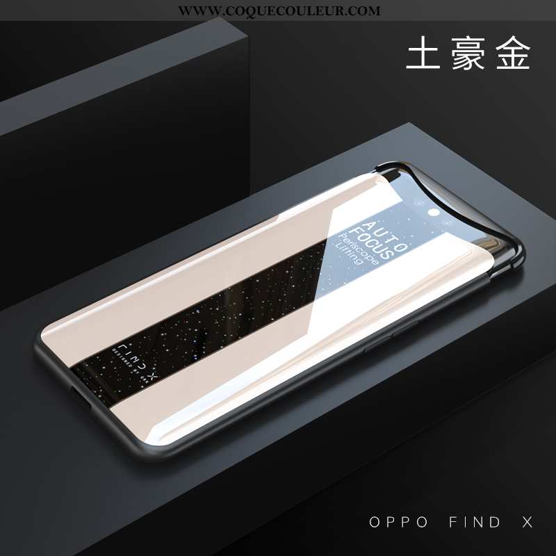 Coque Oppo Find X Verre Difficile Protection, Housse Oppo Find X Fluide Doux Noir