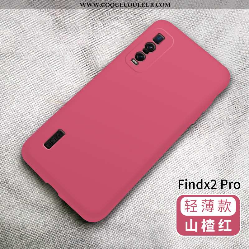 Étui Oppo Find X2 Pro Protection Légère Silicone, Coque Oppo Find X2 Pro Délavé En Daim Net Rouge Ve