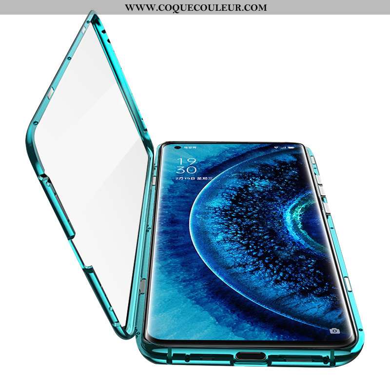 Étui Oppo Find X2 Pro Transparent Verre Vert, Coque Oppo Find X2 Pro Protection Verte