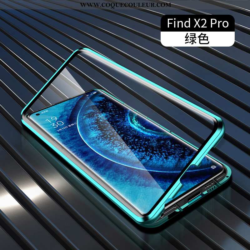 Étui Oppo Find X2 Pro Transparent Verre Vert, Coque Oppo Find X2 Pro Protection Verte